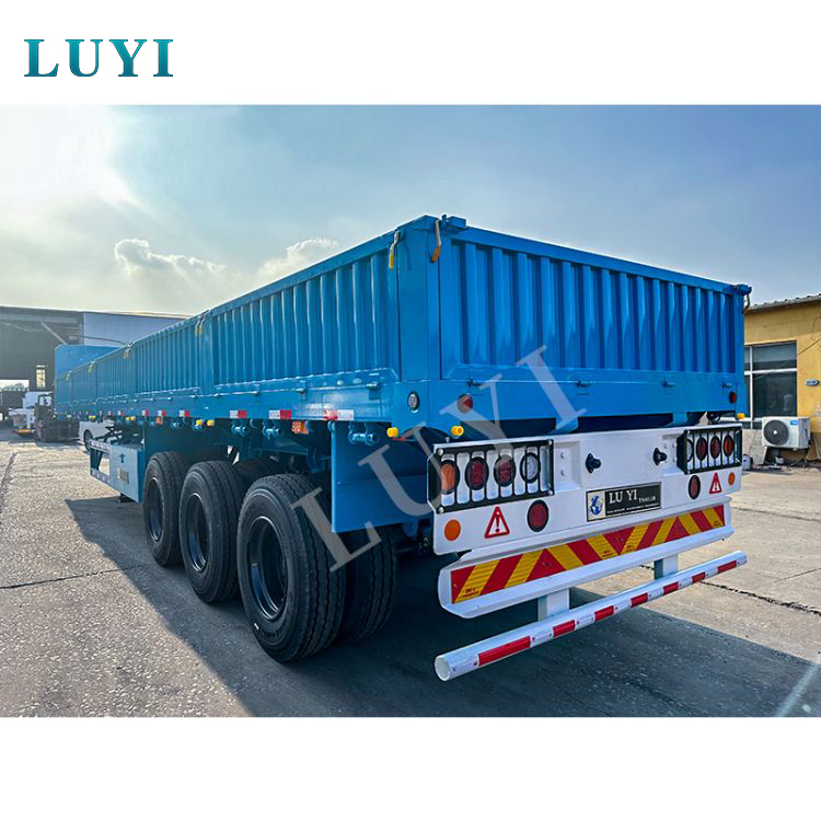 3 axle blue sidewall semi-trailer