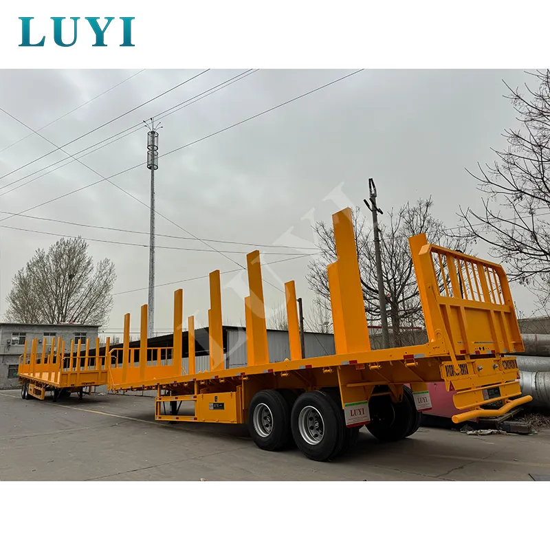 2‑axle flatbed semi‑trailer with upright posts