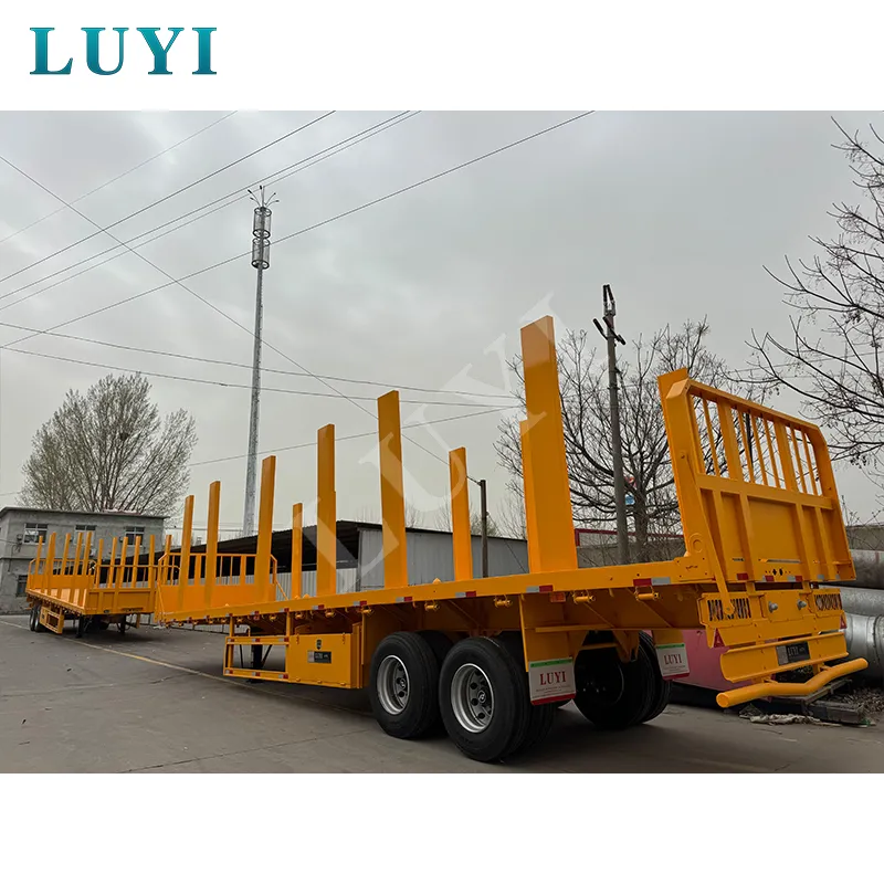 2‑axle flatbed semi‑trailer with upright posts