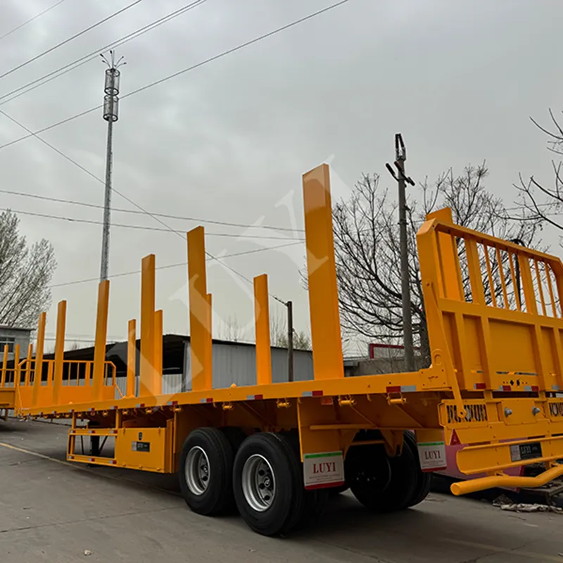 2‑axle flatbed semi‑trailer with upright posts