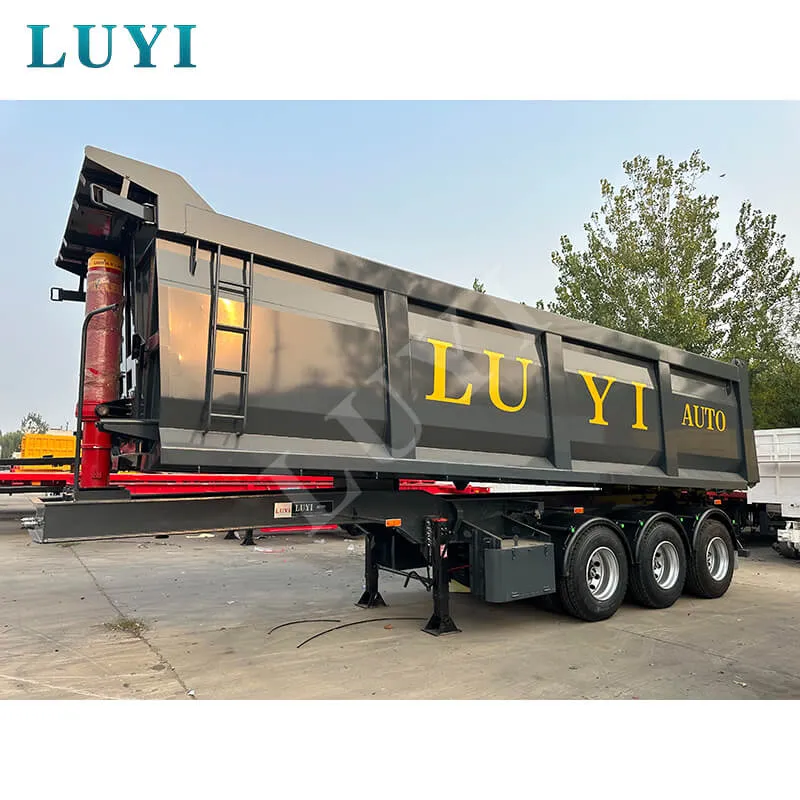 3‑axle black rectangular tipper semi‑trailer