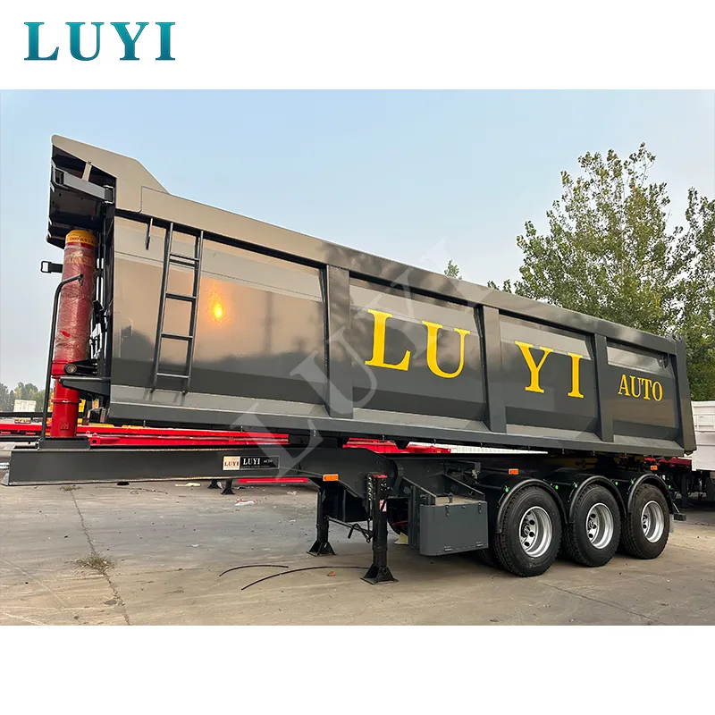 3‑axle black rectangular tipper semi‑trailer