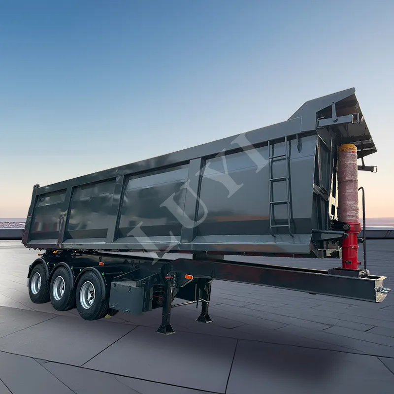 3‑axle black rectangular tipper semi‑trailer