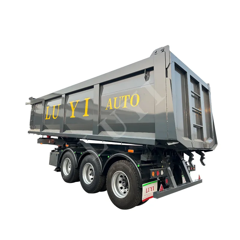 3‑axle black rectangular tipper semi‑trailer